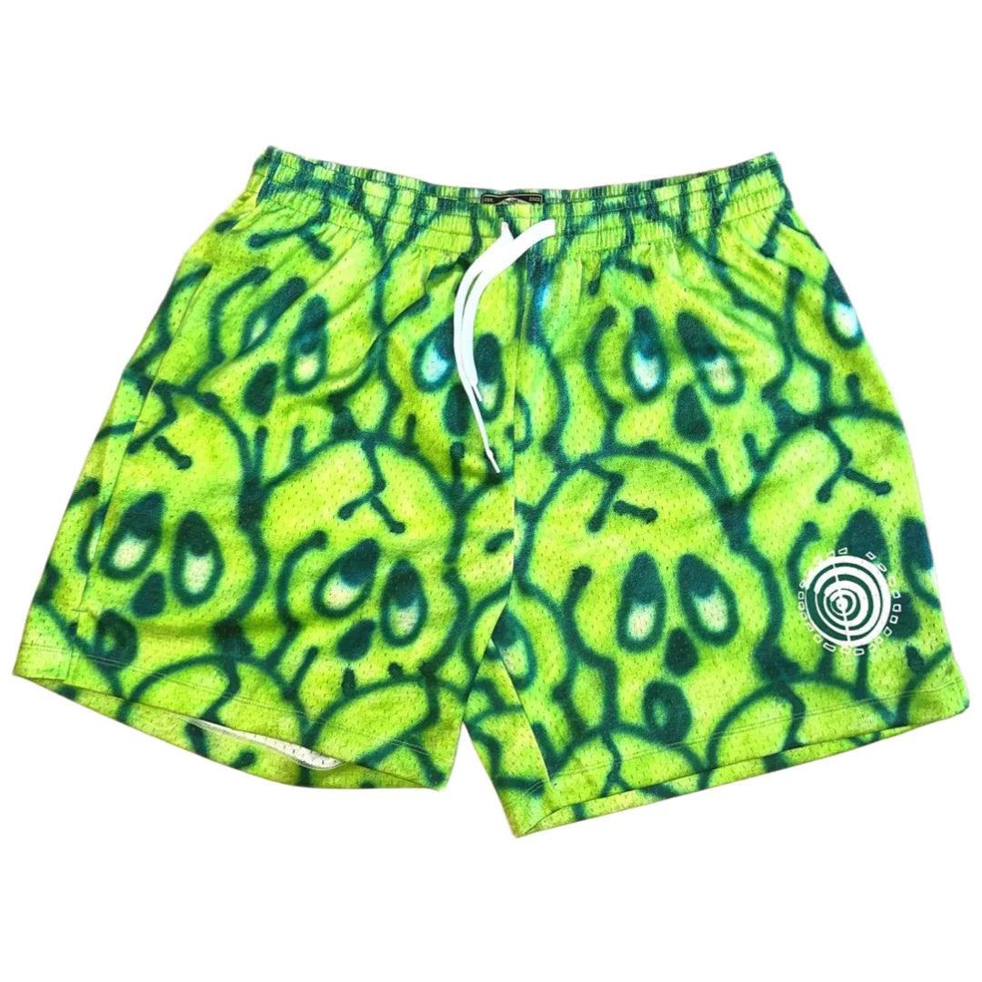 Cyber Goth Skull Bleed Mesh Shorts