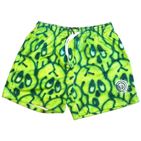 Cyber Goth Skull Bleed Mesh Shorts