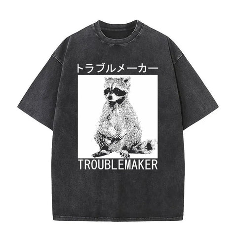 Alt T-shirt with black funny pigeon graphic