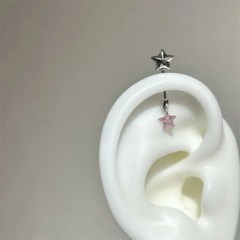 Mall Goth Fallen Angel Wing & Crystal Cross Earring Set