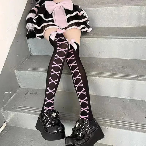 Goth Cobweb Queen Thigh-High Sock