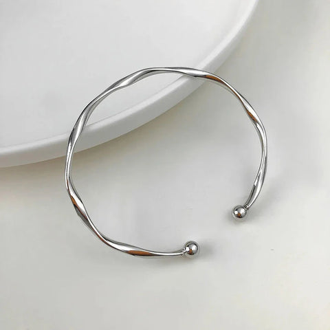 Nu Goth Bracelet — Fluid Silver Twist Cuff