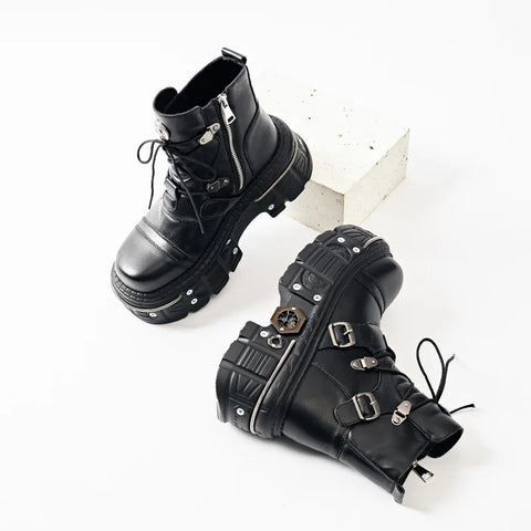 Cyber Goth Rivet Sovereign Platform Boot