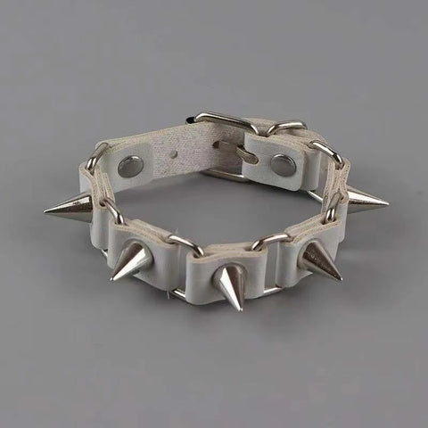 Goth Silver Spike Rivet Bracelet