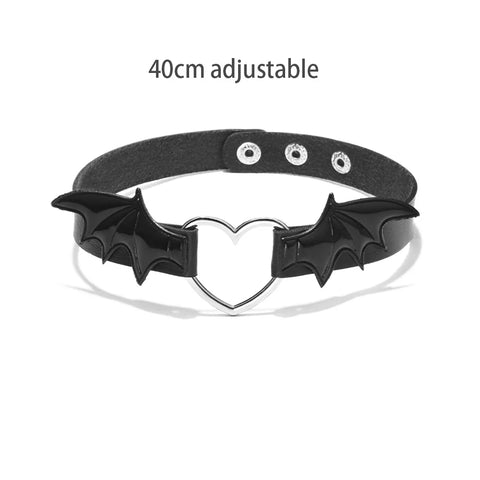 Goth Dark Heart Choker Necklace Set