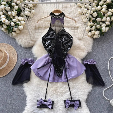 Goth Bound in Contrast Rope Bodysuit