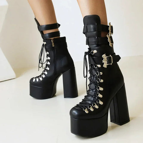 Cyber Goth Bat-Wing Platform Boot
