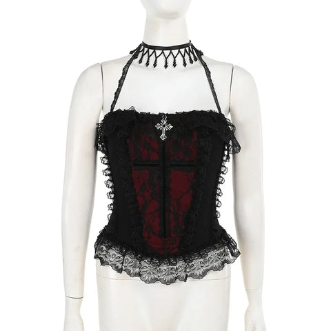 Victorian Goth Crimson Requiem Corset Top