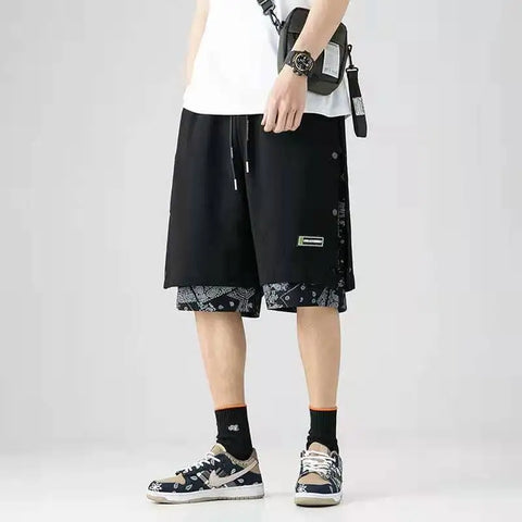 Nu Goth Bandana Splice Snap-Side Shorts
