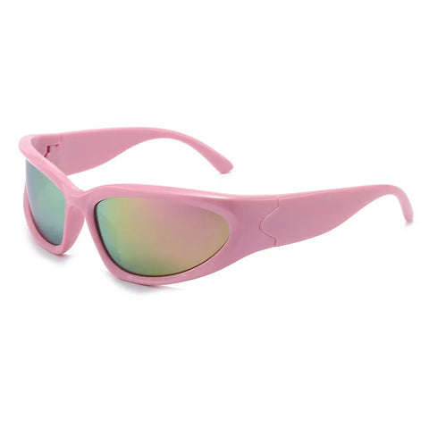 Cyber Goth Chrome Wraparound Shield Sunglasses