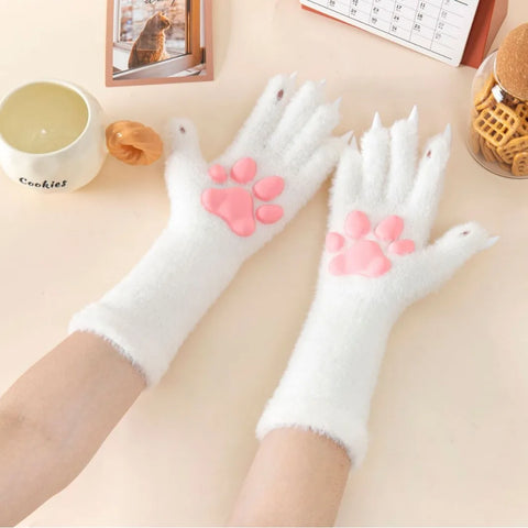 Pastel Goth Cat Paw Thigh-High Lingerie Stockings