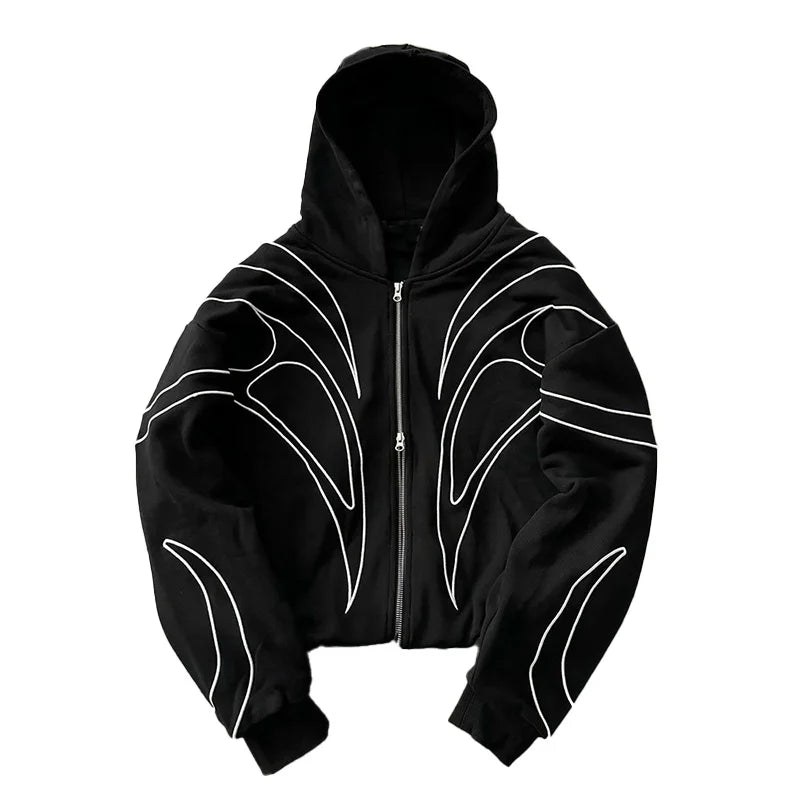 Mall Goth Flame Line Zip-Up Hoodie