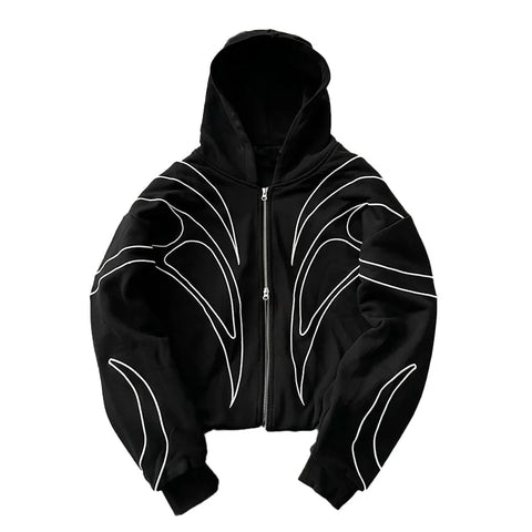 Mall Goth Flame Line Zip-Up Hoodie