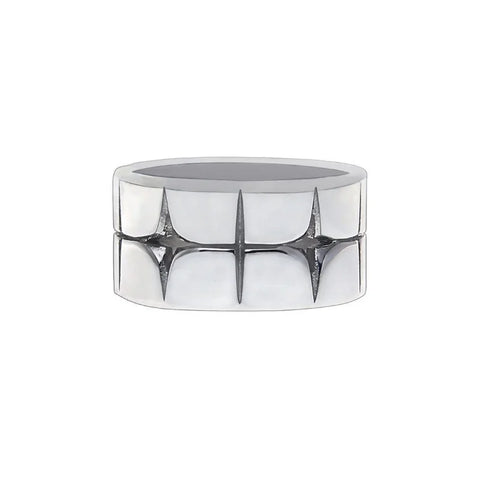 Nu Goth Four-Point Star & Textured Band Ring Set