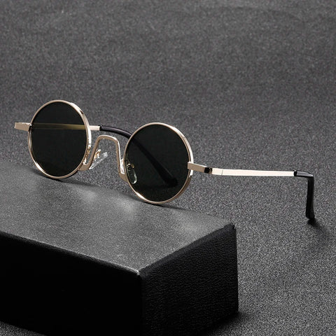 Victorian Goth Eclipse Round Metal Sunglasses