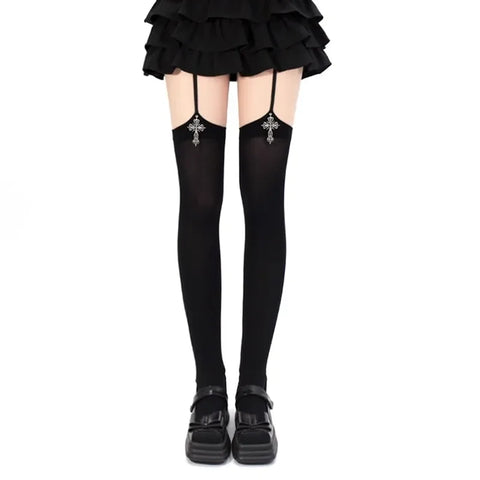 Gothic Stockings with cross decoration