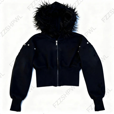 Nu Goth All-Over Cross Print Zip-Up Tshirt Hoodie