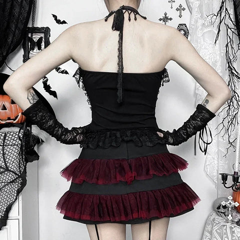 Victorian Goth Crimson Requiem Corset Top