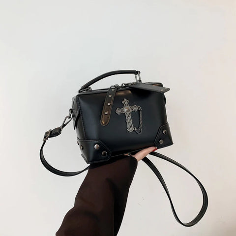 Goth Ornate Cross Relic Mini Top Handle Bag