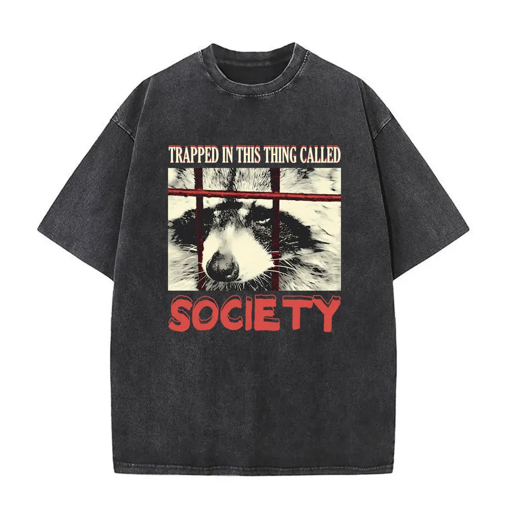 Alt T-shirt with black funny pigeon graphic