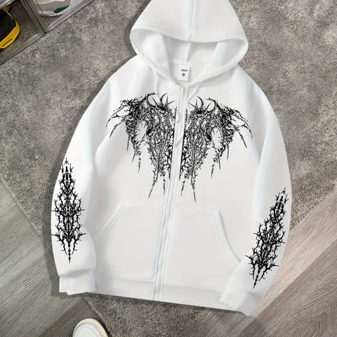 Goth Tshirt Demon Thorns Zip-Up Hoodie