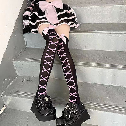 Goth Cobweb Queen Thigh-High Sock