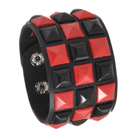 Cyber Goth Pixel Pyramid Stud Cuff Bracelet