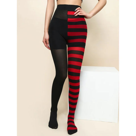 Mall Goth Black & White Striped Tights
