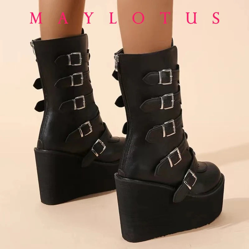 Goth Blackout Riot Platform Boot
