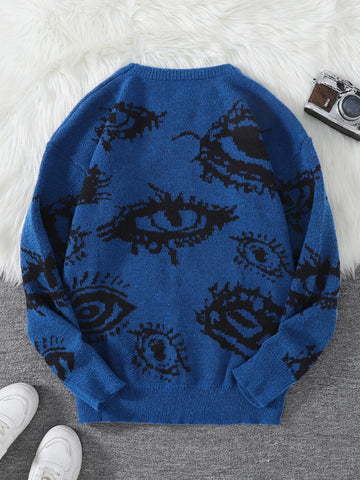Nu Goth All-Seeing Eyes Jacquard Knit Sweater