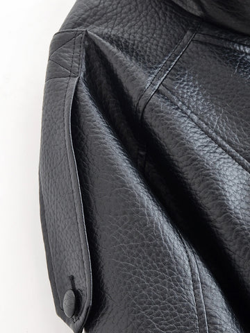 Nu Goth Oversized Moto Coat in Structured Faux Leather