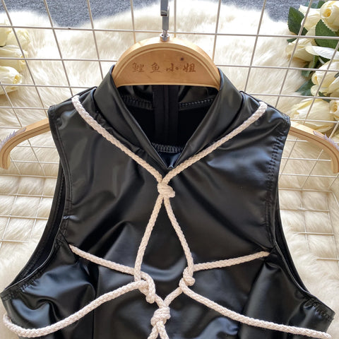 Goth Bound in Contrast Rope Bodysuit