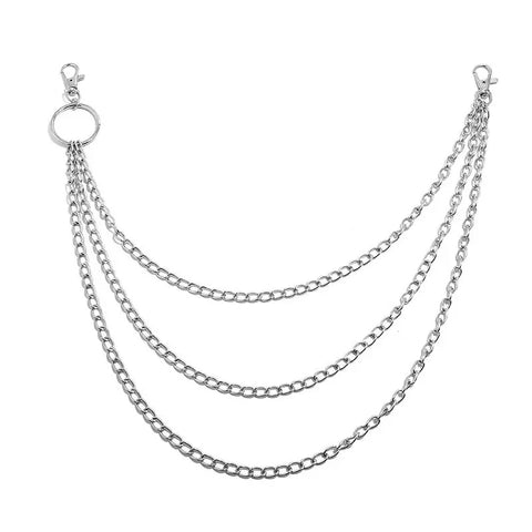 Mall Goth Triple-Layer Silver Drape Pant Chain