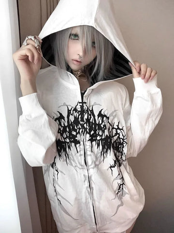 Goth Void Script Zip-Up Tshirt
