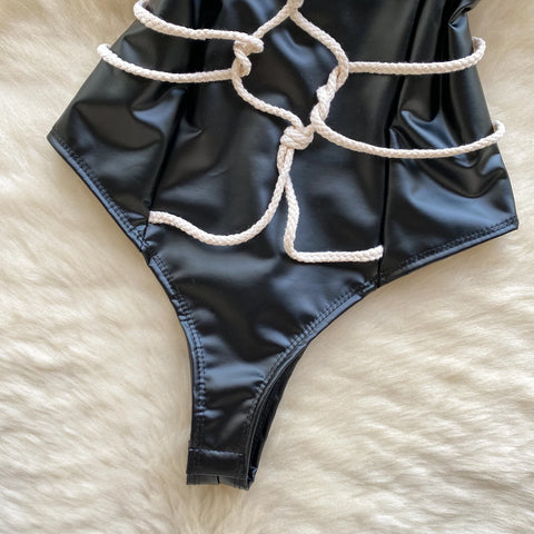 Goth Bound in Contrast Rope Bodysuit