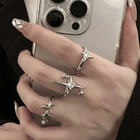 Goth Shattered Star Spike Ring