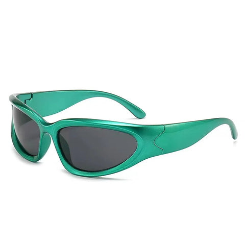 Cyber Goth Chrome Wraparound Shield Sunglasses