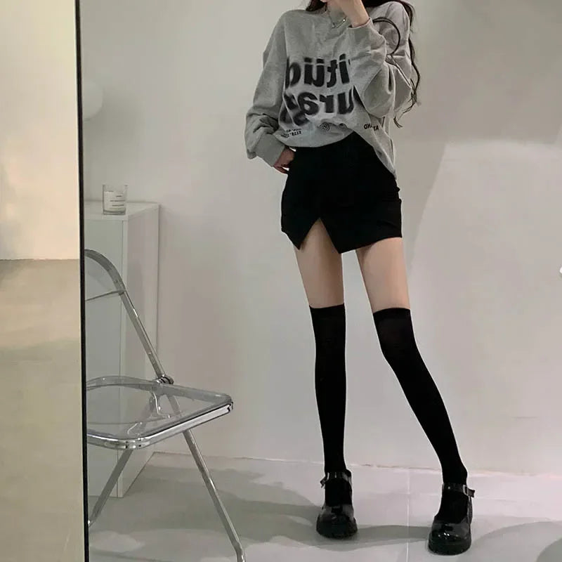 Goth Suspender Garter Illusion Thigh-High Sock