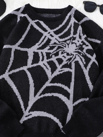 Goth Cobweb Jacquard Knit Sweater