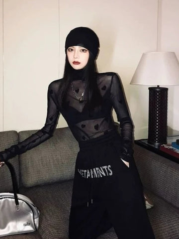 Goth Velvet Heart Mesh Tshirt