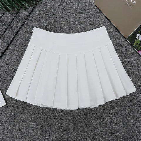 Nu Goth Dropped-Waist Pleated Mini Skirt in Storm Grey