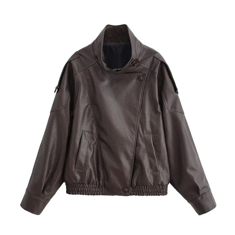 Nu Goth Oversized Moto Coat in Structured Faux Leather