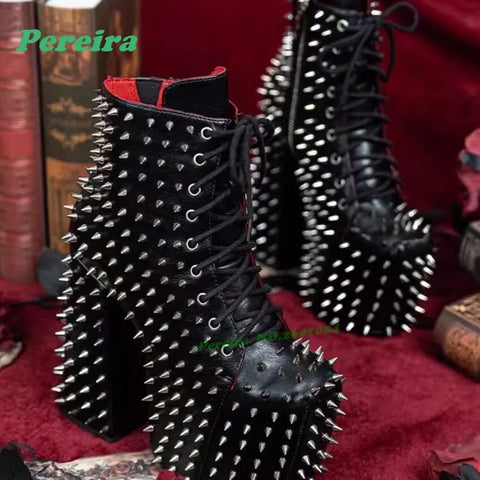 Goth Ironclad Spike Platform Boot