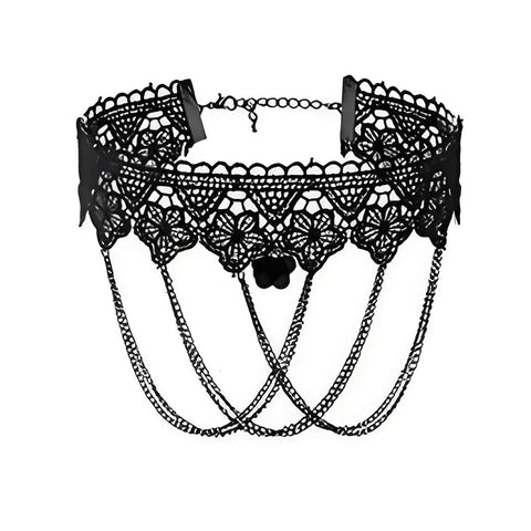 Victorian Goth Mourning Cascade Choker Necklace