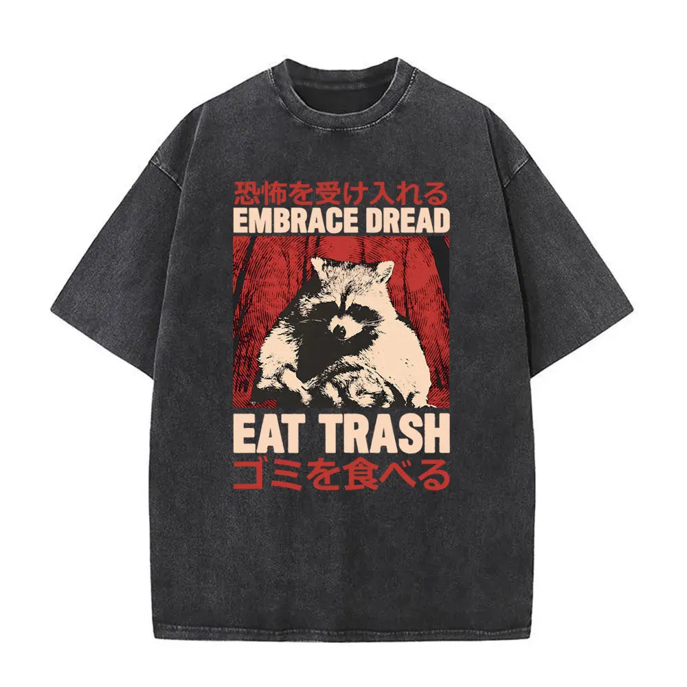 Alt T-shirt with black funny pigeon graphic