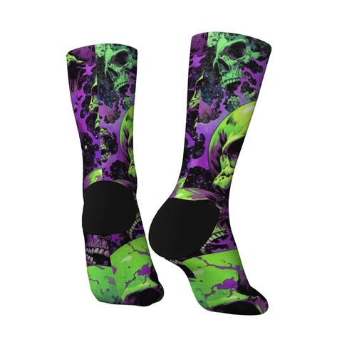 Cyber Goth Toxic Skull Crew Sock