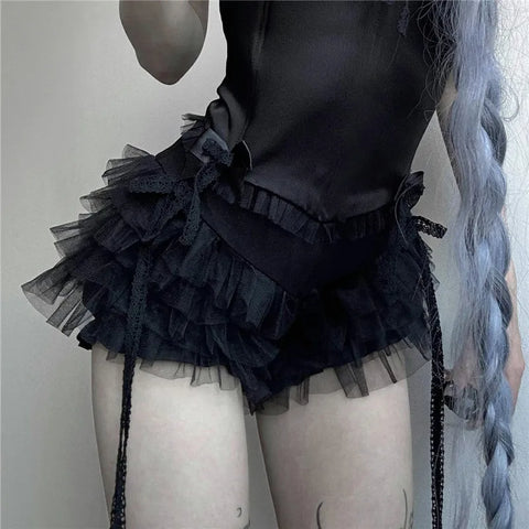 Goth Midnight Ruffle Cake Pants