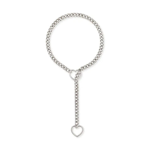 Goth Double Heart Lariat Chain Necklace