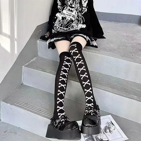 Goth Cobweb Queen Thigh-High Sock