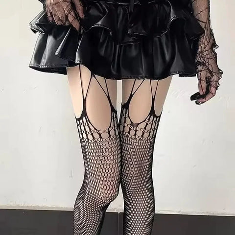Cyber Goth Shredded Denim & Mesh Tank Set